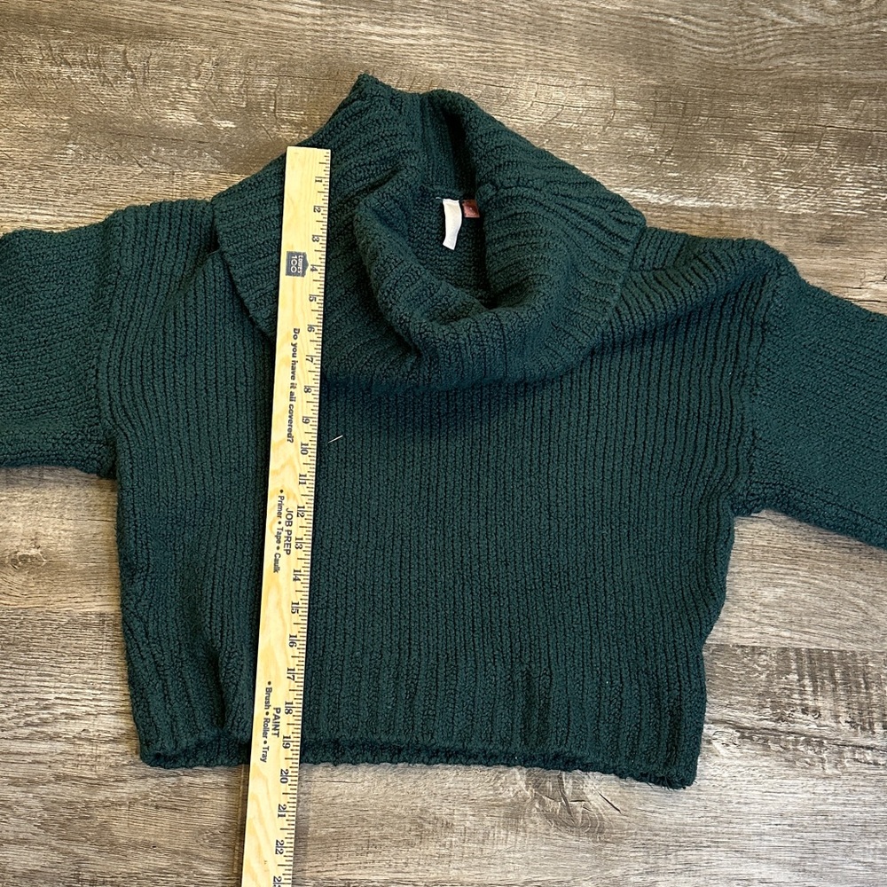 Anthropologie Pilcro Women’s Small Deep Green Cable Knit Cowl Neck Sweater - Picture 3 of 8